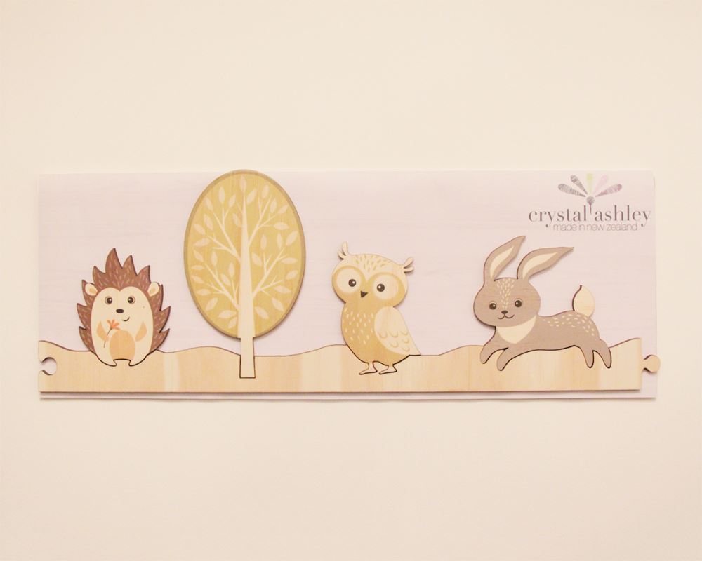 Enchanting jigsaw wall art featuring nature elements, perfect for children's rooms and creative spaces.