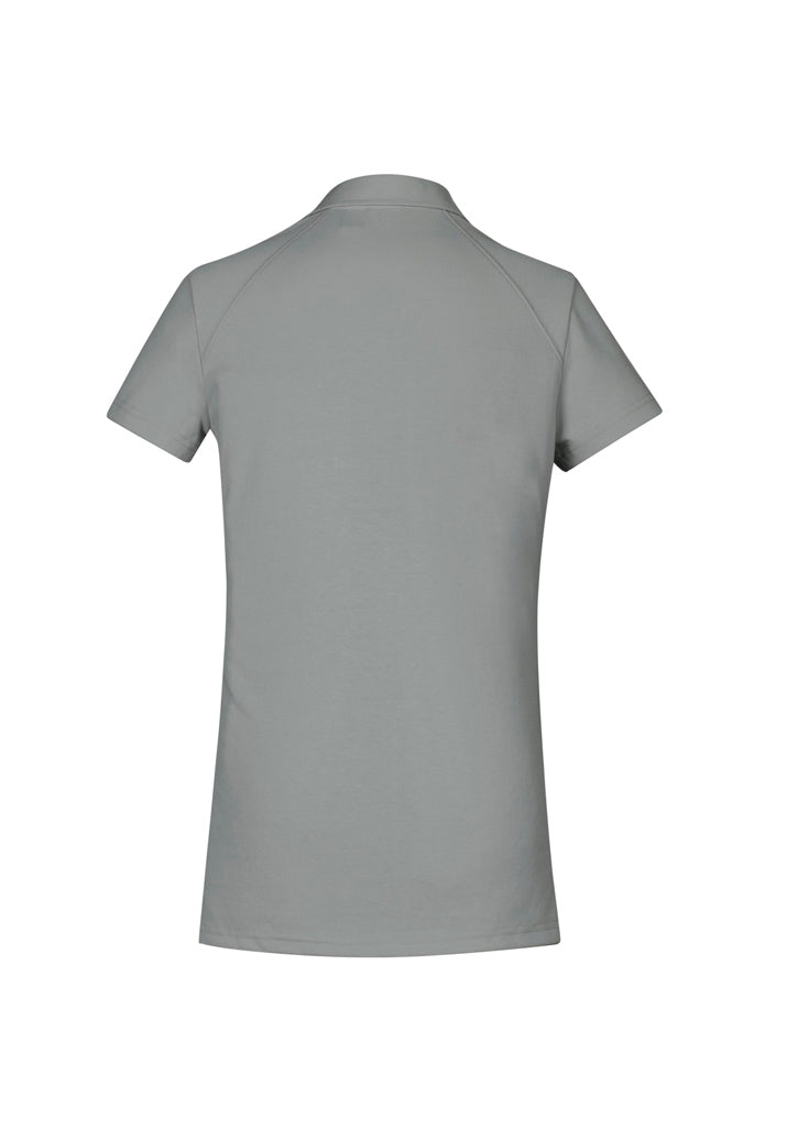 Byron Ladies Polo in Silver, size 16, features a flattering neckline and luxe cotton blend for stylish comfort.