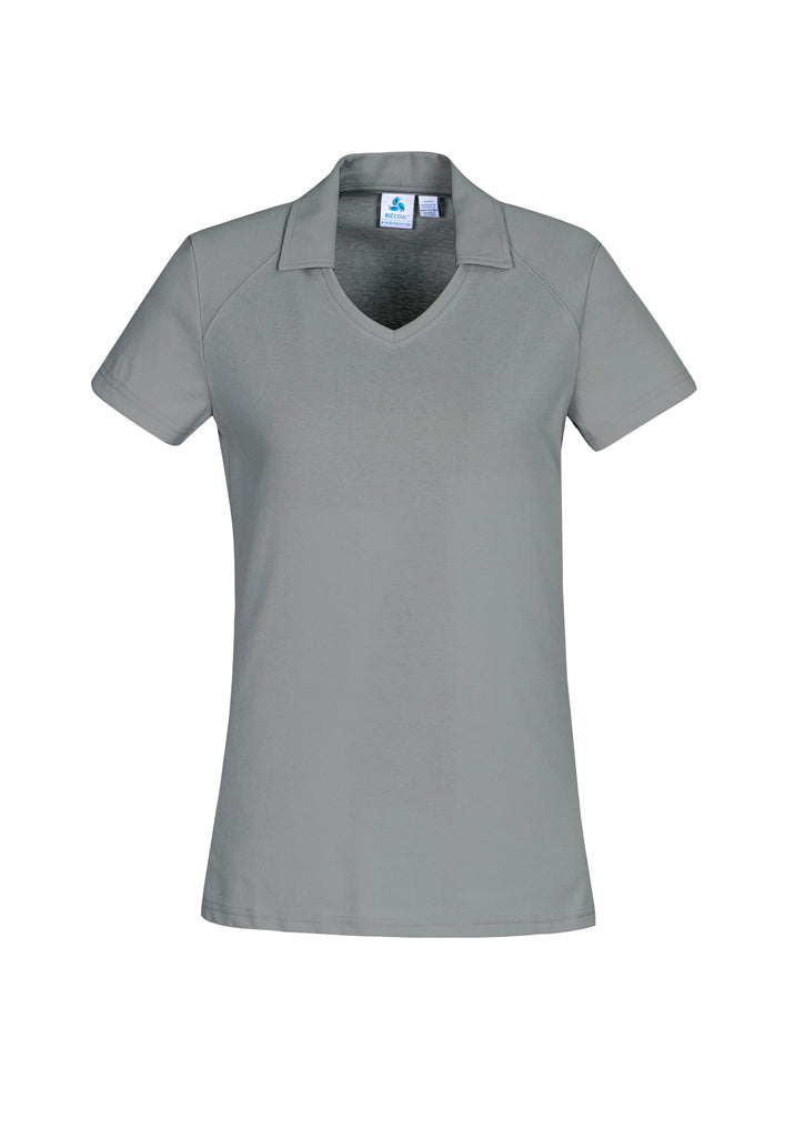 Silver Byron Ladies Polo, size 18, featuring a neat collar and open neckline, ideal for casual and professional wear.