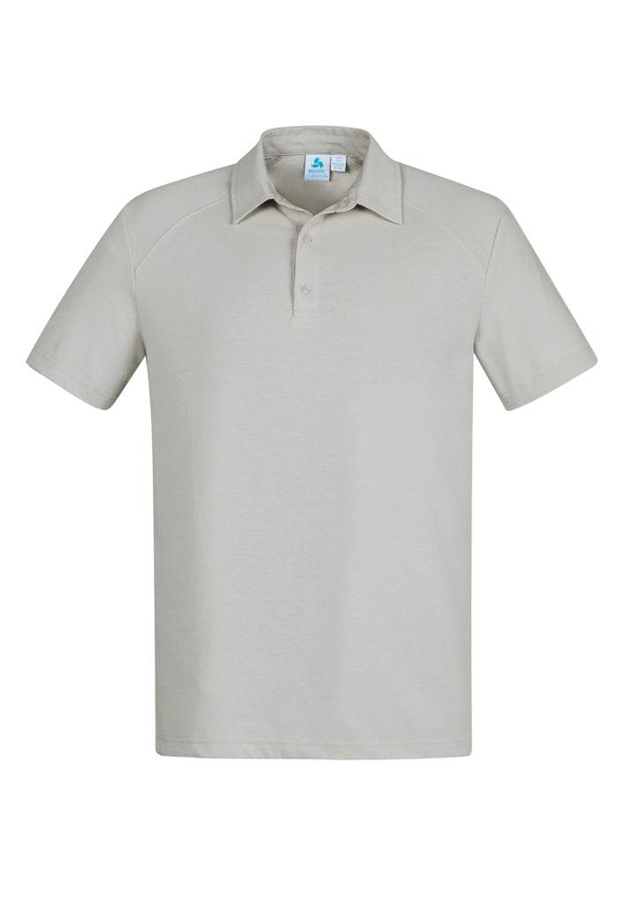 Byron Mens Polo in Sand, 2XL featuring a self-fabric collar and button placket, crafted for comfort and style.