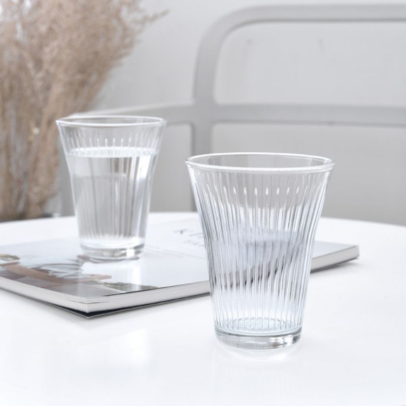 Ocean Space Stripe Hi Ball Set of 6: Colorful, stackable glasses for casual and elegant dining, holding 300ml each.