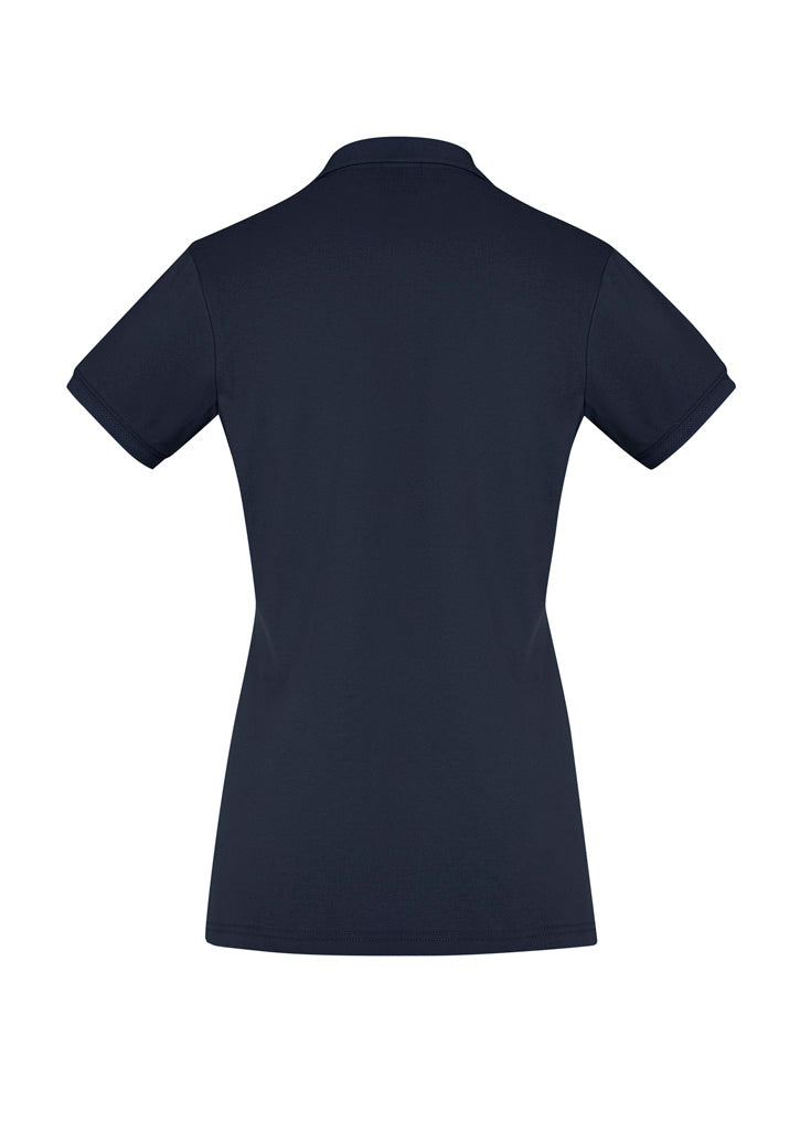 Navy Ladies City Polo size 6 from Biz Collection, featuring stretchy cotton, UPF 50+, and sophisticated waffle knit details.