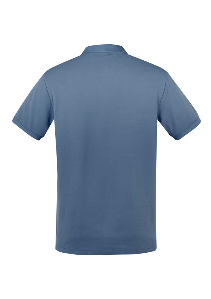 Men's City Polo in Grey Smoke featuring a stylish waffle knit collar, UPF 50+ protection, and a practical loose pocket.