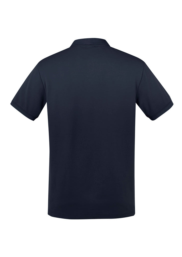 Men's Navy City Polo in XL by Biz Collection, features soft cotton blend, waffle knit collar, UPF 50+, ideal for casual or business wear.