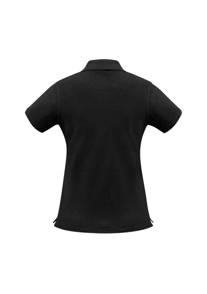 Ladies Neon Polo in Black, Size 18, featuring a stylish design, breathable fabric, and excellent UPF protection.