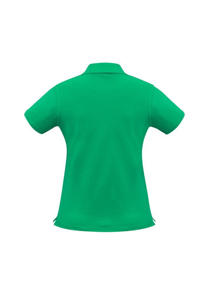 Ladies Neon Green Polo shirt in size 14, featuring breathable fabric, stylish collar, and UPF protection for versatile wear.
