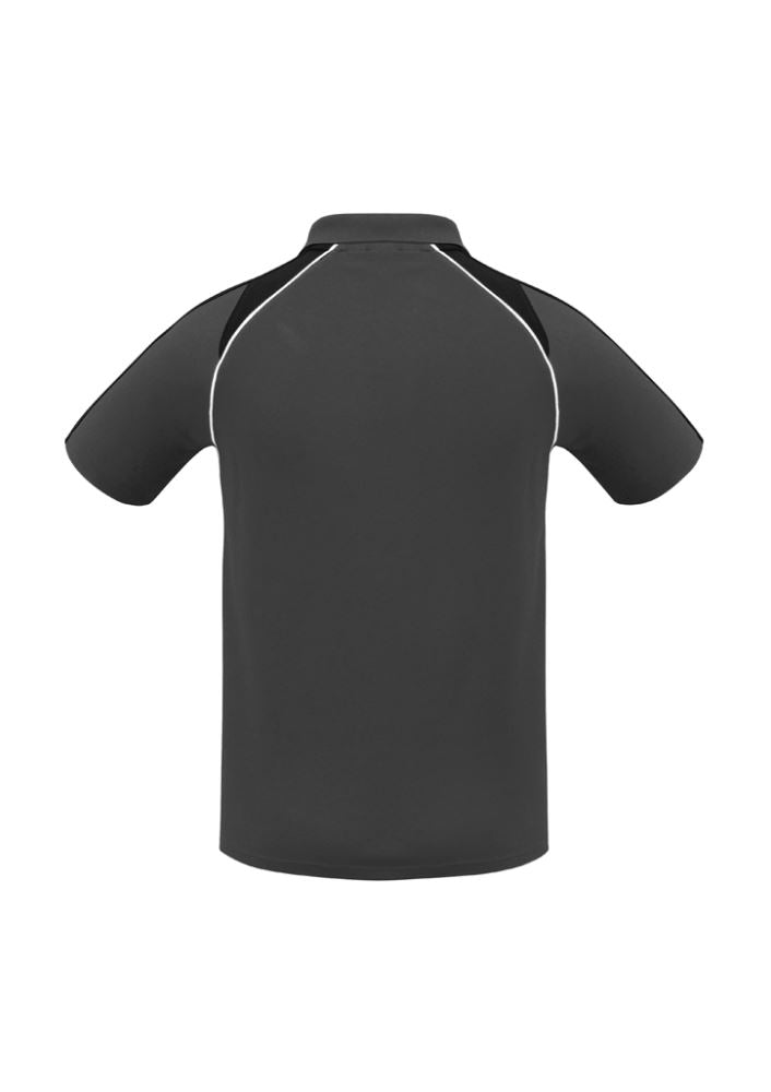 Men's Triton Polo in ash, black, and white, featuring raglan sleeves, a loose pocket, and UPF protection, size S.