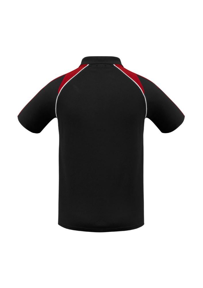 Men's Triton Polo in Black/Red/White, Size XL, featuring raglan sleeves, contrast panels, and a loose pocket for versatile style.