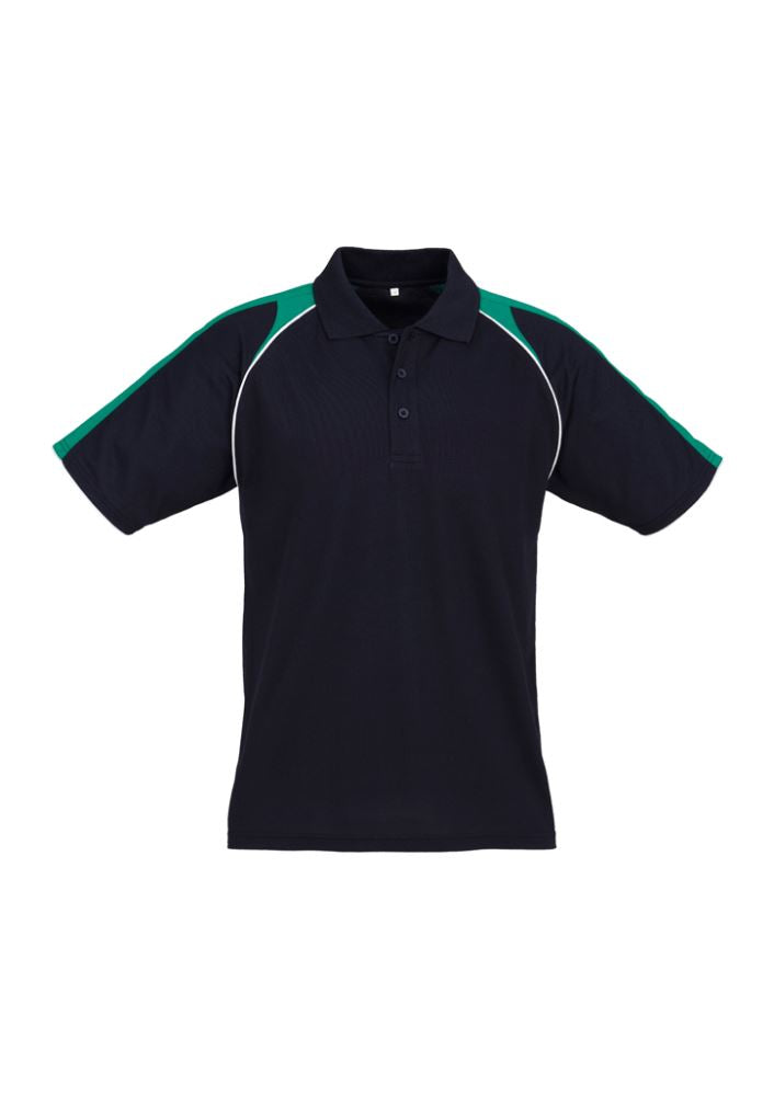 Men's Triton Polo in Navy/Kelly Green/White, size 2XL, featuring breathable fabric, stylish piping, and a functional pocket.