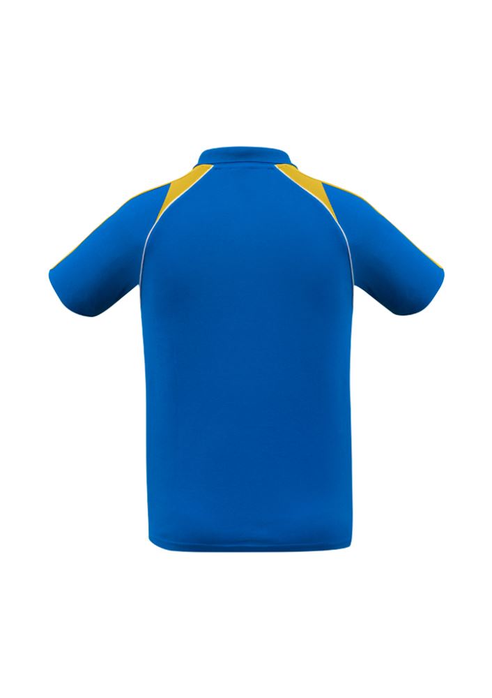 Men's Triton Polo in Royal/Gold/White, 2XL, featuring raglan sleeves, breathable fabric, and UPF protection for sunny days.