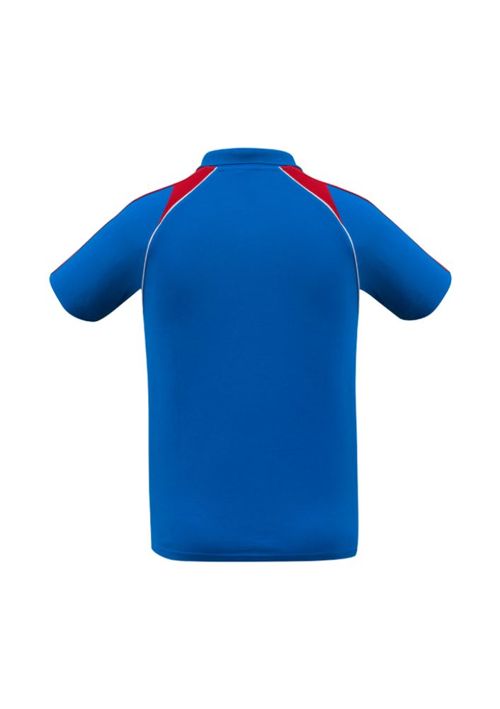 Men's Triton Polo in Royal Blue, Red, and White, 3XL, features breathable fabric, raglan sleeves, and a loose pocket.