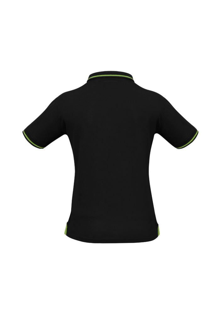 Ladies Jet Polo in Black and Bright Green, Size 14, featuring a stylish design, breathable fabric, and perfect fit details.