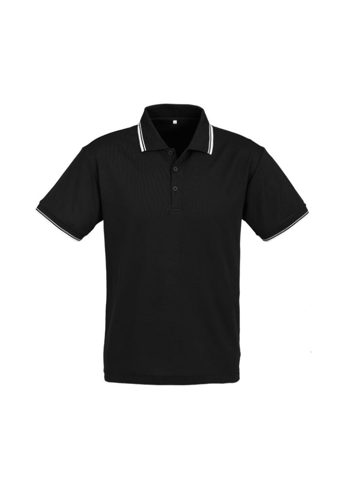 Men's Cambridge Polo in Black/White/White, size L, featuring soft cotton blend and stylish twin stripe details.