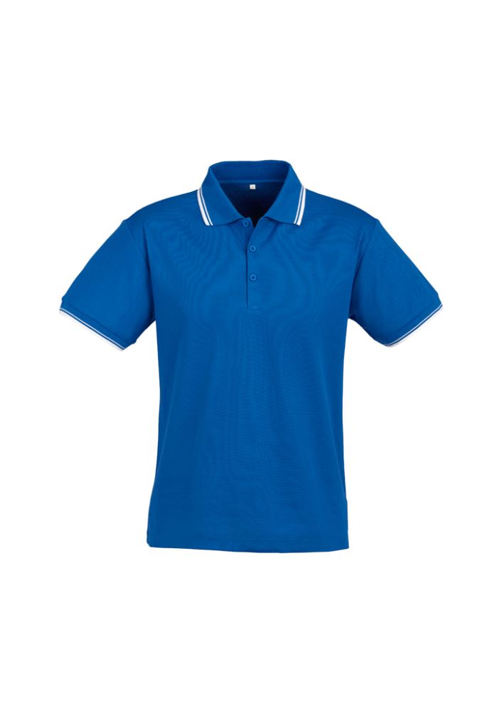 Men's Cambridge Polo in Royal/White/White, Size M, features breathable fabric, twin stripe collar, and loose pocket.