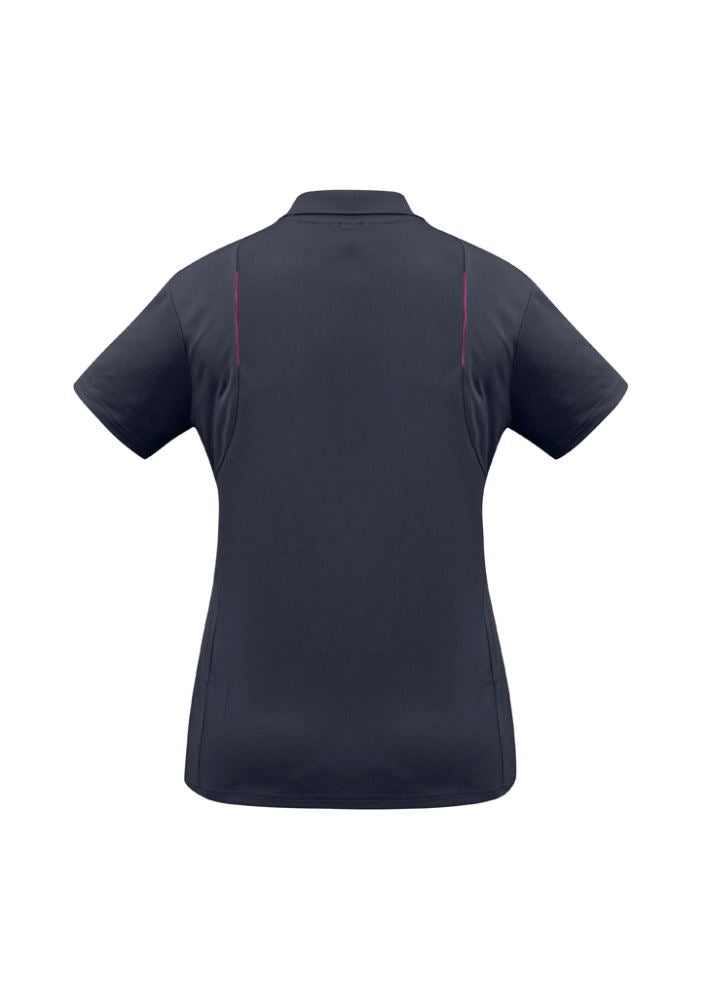 Ladies United Short Sleeve Polo in Navy/Magenta, size 24, featuring breathable fabric and stylish contrast panels for comfort and flair.