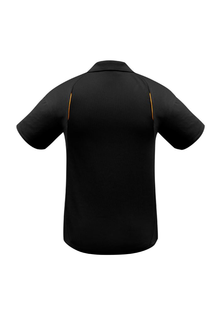 Mens United Short Sleeve Polo in Black/Gold, 2XL, features breathable fabric, stylish design, and excellent UPF protection.