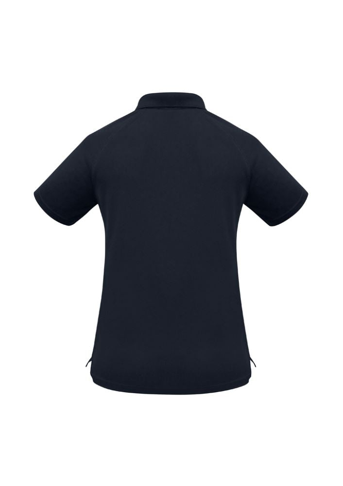 Navy Ladies Sprint Polo, Size 24, made from breathable polyester with UPF protection, stylish collar, and flat lock armholes.