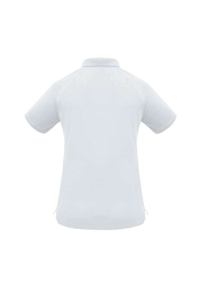 Ladies Sprint Polo in white, size 14, made from breathable polyester with a modern design and UPF protection.