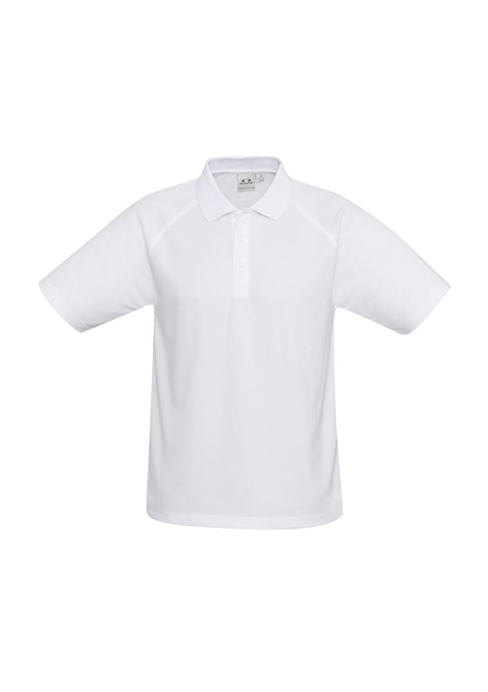 Men's Sprint Polo in white, size S, made from breathable polyester with a classic collar and convenient pocket.