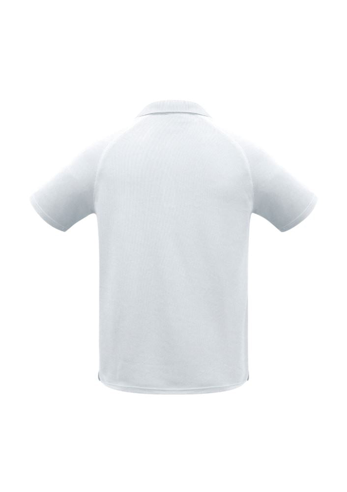Kids Sprint Polo in white, size 4; breathable polyester, stylish collar, and UPF protection for active children.