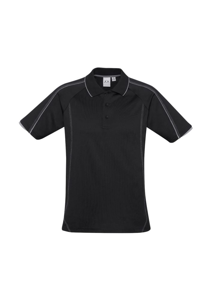 Men's Blade Polo in Black/Silver Grey, size 5XL - stylish, breathable, with raglan sleeves and a practical pocket.