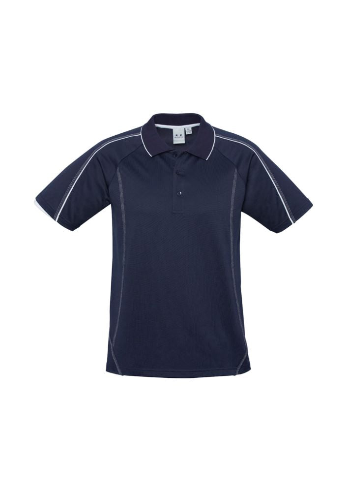 Men's Blade Polo in Navy/White, size 2XL, featuring BIZ COOL™ fabric, contrast trims, and a convenient pocket for casual style.