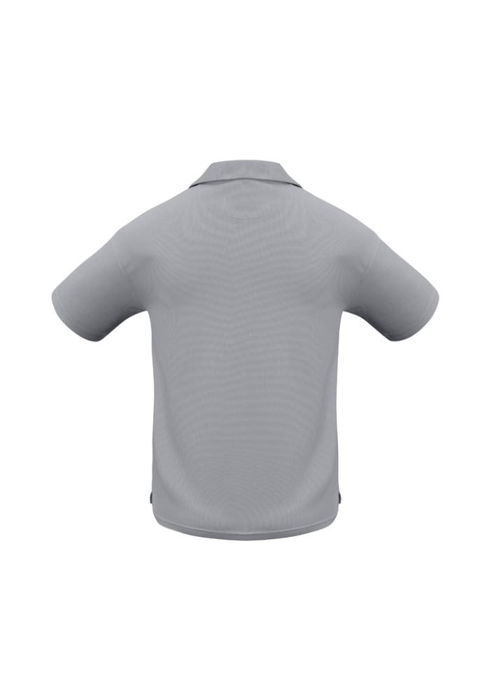 Men's Micro Waffle Polo in silver grey, 5XL size, with breathable fabric, classic collar, side splits, and a functional pocket.