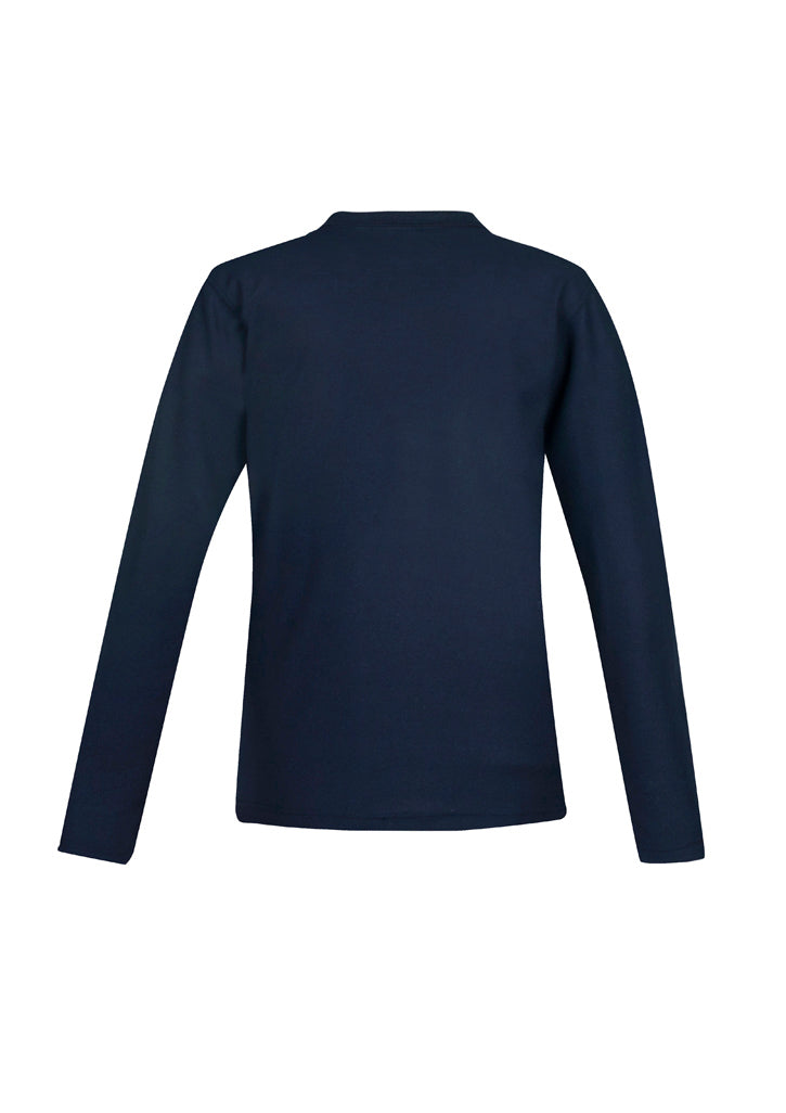 Navy long sleeve ladies polo from Biz Collection, featuring stylish Y-placket, UPF protection, and durable fabric blend.
