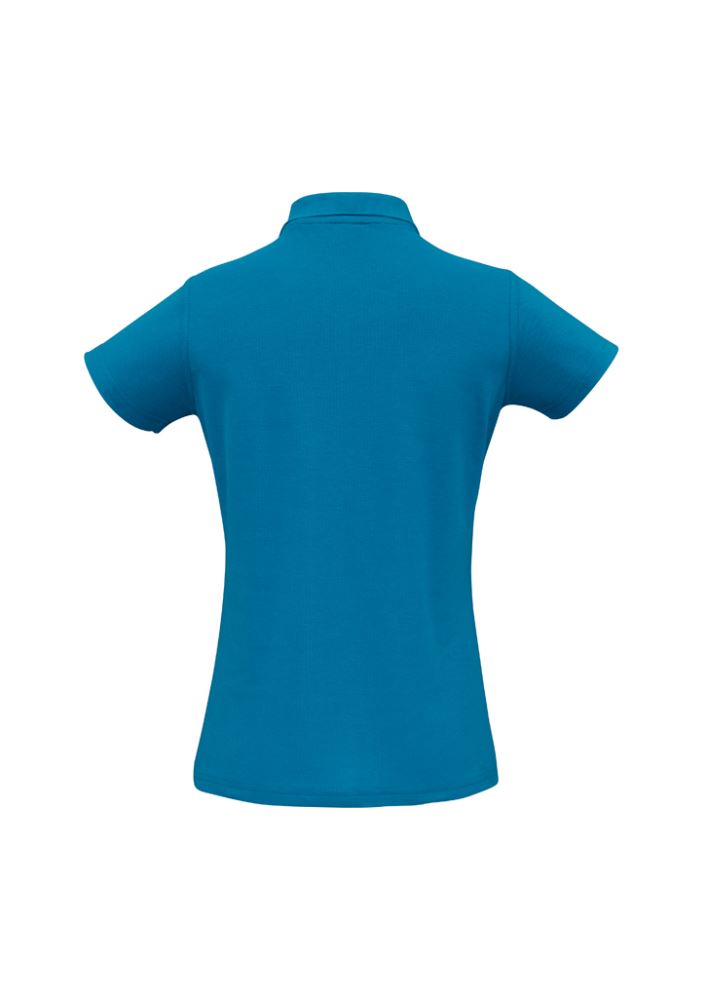 Cyan Ladies Crew Polo, Size 12 from Biz Collection, featuring durable fabric, UPF protection, and chic Y-placket design.