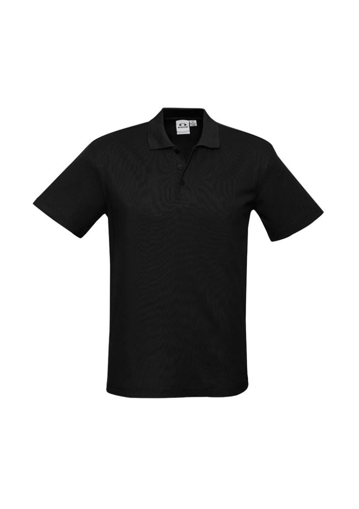 Men's 2XL black crew polo from Biz Collection with a knitted collar, durable fabric, and UPF sun protection.