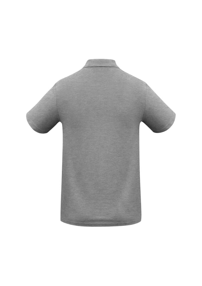 Kids Crew Polo in Grey Marle, Size 8, featuring breathable fabric, UPF protection, and a stylish 3-button placket.