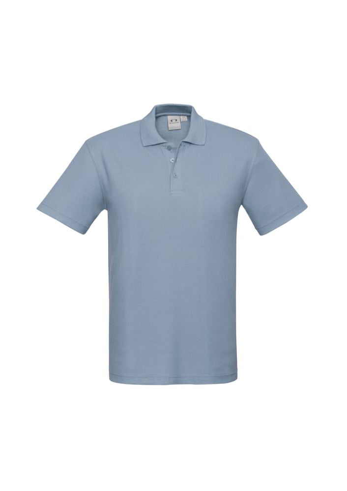 Men's 5XL Crew Polo in Spring Blue, featuring durable fabric, UPF protection, and a classic collar for casual style.