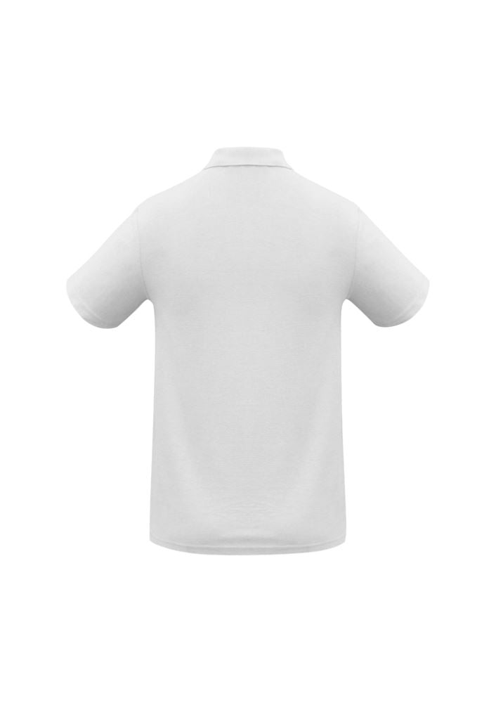 White Kids Crew Polo size 4 from Biz Collection, featuring a knitted collar, UPF protection, and durable construction.