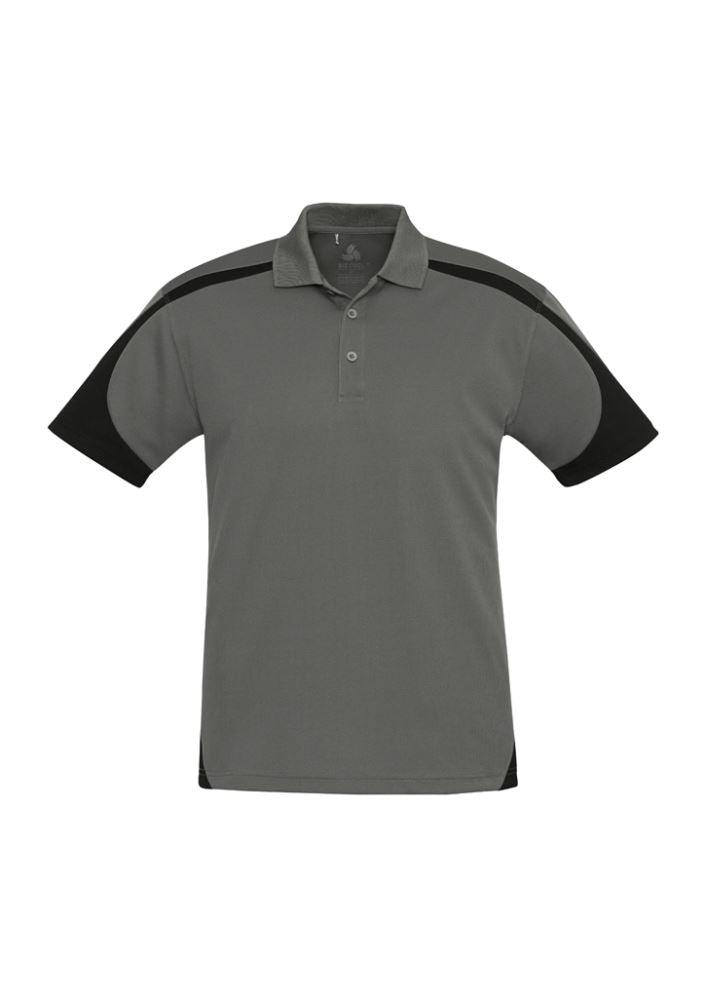 Men's Talon Polo in Ash/Black, size 3XL, featuring breathable polyester, stylish collar, and loose pocket for versatility.