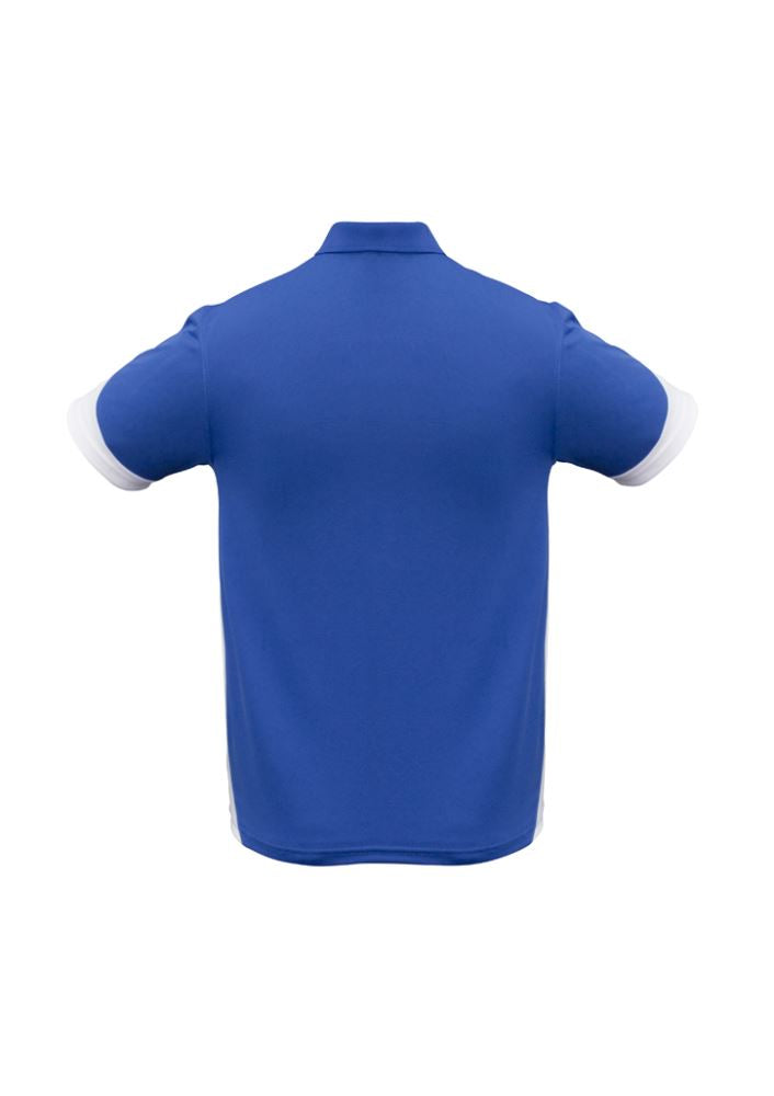 Men's Talon Polo in Royal/White, size L, featuring breathable polyester, sporty design, and a loose pocket for convenience.