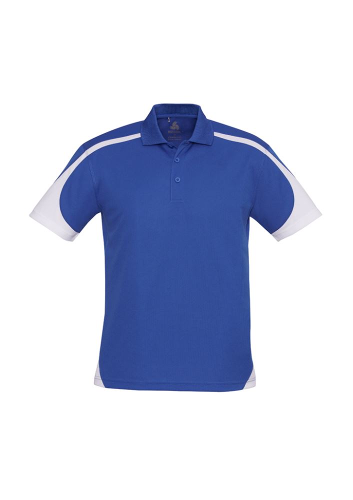 Men's Talon Polo in royal and white, featuring breathable fabric, modern design, and a practical pocket for casual outings.
