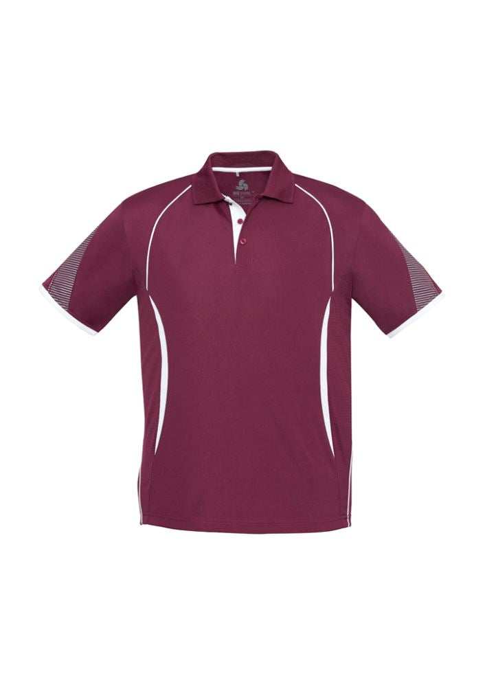 Kids Razor Polo in Maroon and White, Size 6, features breathable mesh panels and stylish design for active comfort.