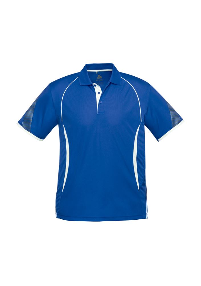 Kids Razor Polo in Royal and White, size 4, featuring breathable mesh panels and stylish contrast details for active wear.