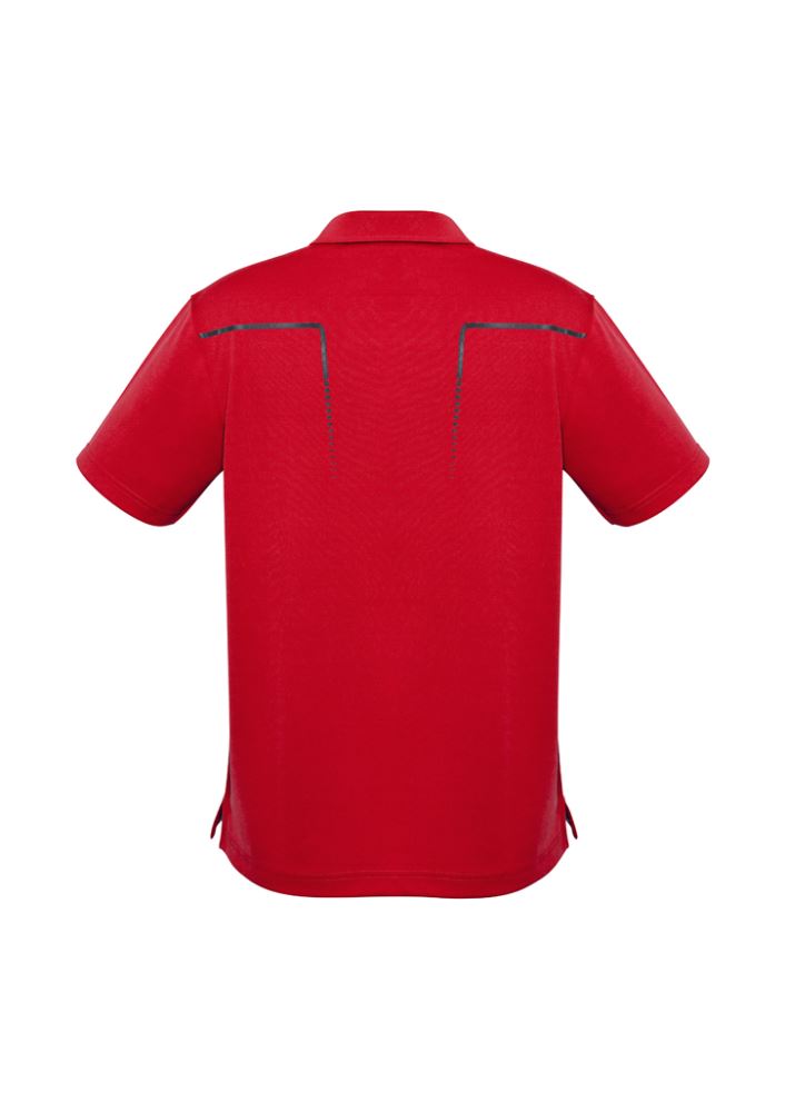 Mens Cyber Polo in red and silver, 2XL; lightweight, breathable fabric with antibacterial treatment and UPF protection.