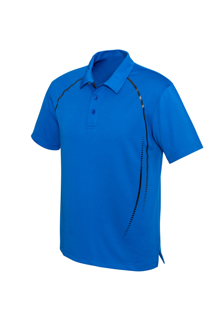 Men's Cyber Polo in Royal/Silver, size M, featuring antibacterial fabric and a stylish contrast print design.