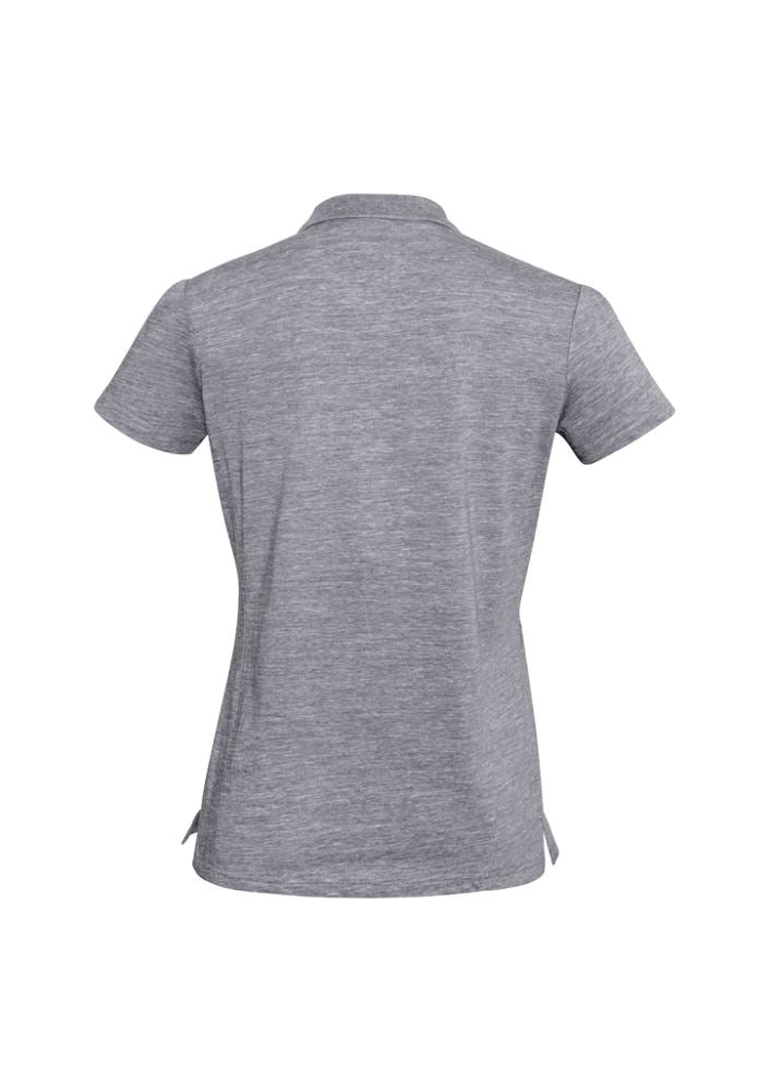 Ladies Coast Polo in Silver Grey, Size 16, featuring stylish pleating, knitted collar, and breathable cotton for comfort.