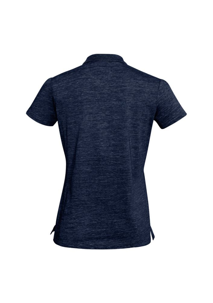 Ladies Coast Polo in Midnight Blue, Size 10, featuring breathable cotton knit, stylish pleating, and a matching collar.