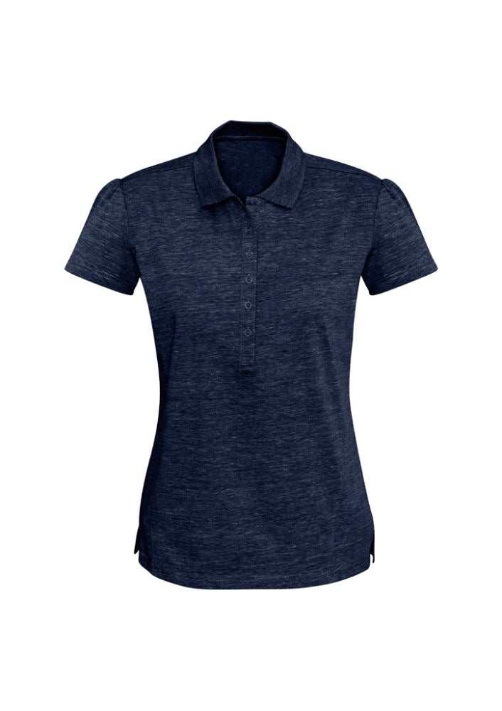 Midnight Blue Ladies Coast Polo, size 20, features shoulder pleating and breathable cotton for stylish comfort and sun protection.