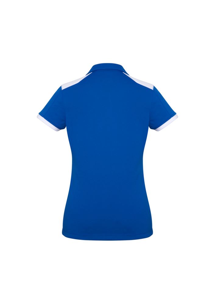 Ladies Rival Polo in Royal and White, Size 14, featuring bold contrast design and UPF sun protection for style and comfort.