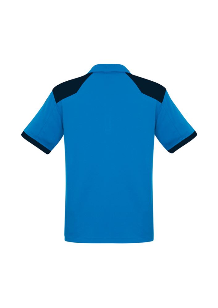 Men's Rival Polo in Cyan/Navy, featuring a modern design, UPF sun protection, and lightweight comfort, size M.