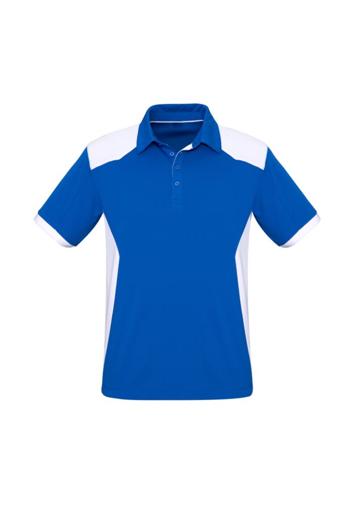 Men's Rival Polo in Royal/White, featuring a stylish contrast panel design and a loose pocket for practicality.