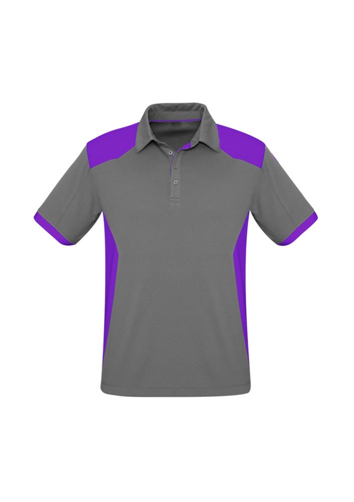 Men's Rival Polo in Silver and Purple, size 2XL, featuring breathable fabric and stylish contrast panels for versatile wear.