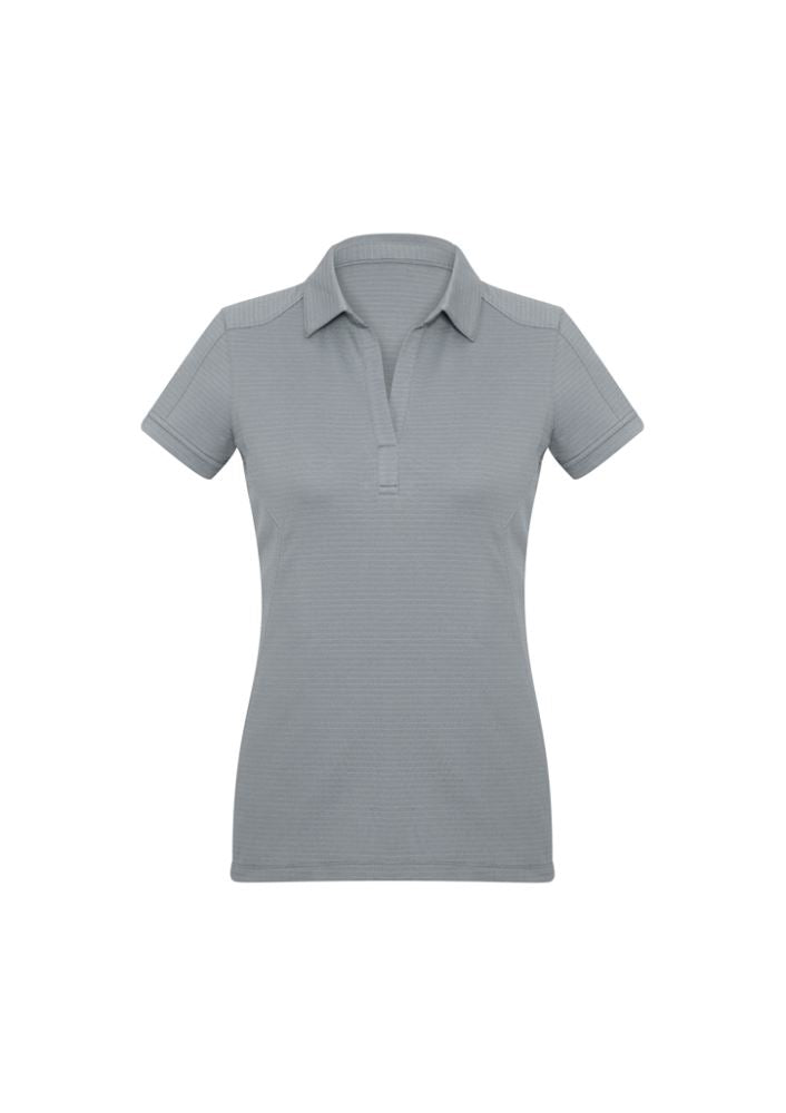 Ladies Profile Polo in Silver, Size 14, featuring a Y-line placket and breathable BIZ COOL™ fabric for style and comfort.