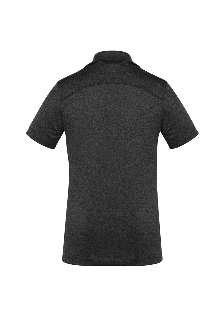Ladies Aero Polo in classic black, size 16, featuring breathable fabric, heathered marle pattern, and polished collar.