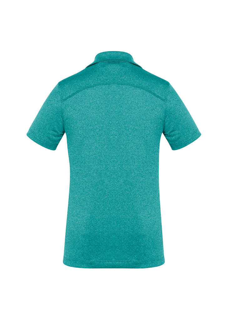 Teal Ladies Aero Polo in size 20, featuring lightweight polyester, UPF protection, and a stylish heathered marle pattern.